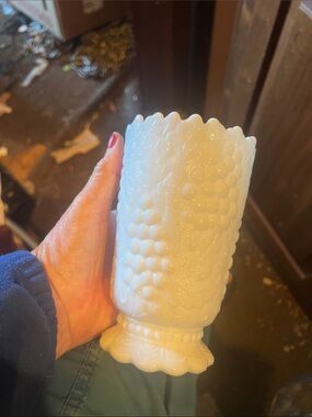 White Milk Glass Grape Motif Tumbler